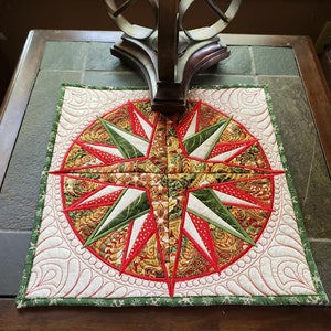 Quilted Christmas table topper / candle mat / end table runner / accent table runner
