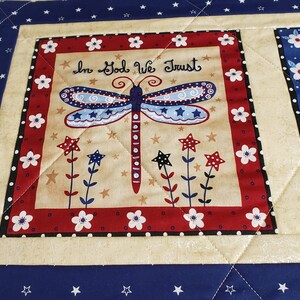 Patriotic Quilted Table Runner / Red White and Blue Runner - Etsy