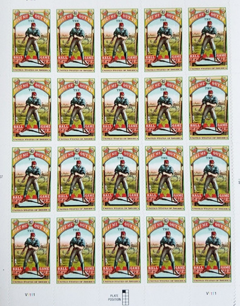 Take me out to the ballgame 42c Unused Vintage Postage Quantity of 20 Pack of 20 Unused Baseball Stamps