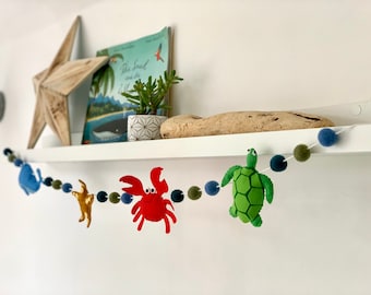 Handmade Felt Sea Creatures Garland: Ocean Nursery Decor