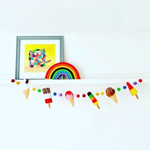 Handmade Bright Felt Summer Ice Lolly Garland - Felt Summer Bunting - Playroom Bunting - Kids Room Decor - Childrens Gift