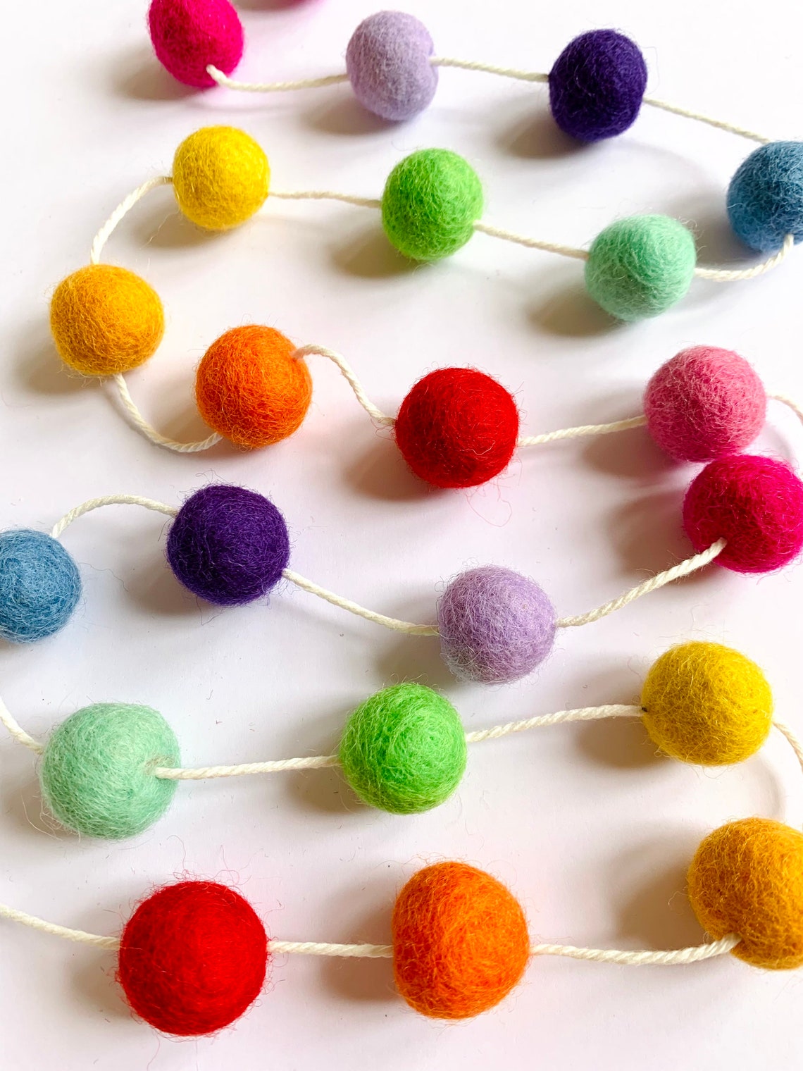 Rainbow Felt Ball Garland - Nursery Decor - Kids Room Decoration - Pom ...