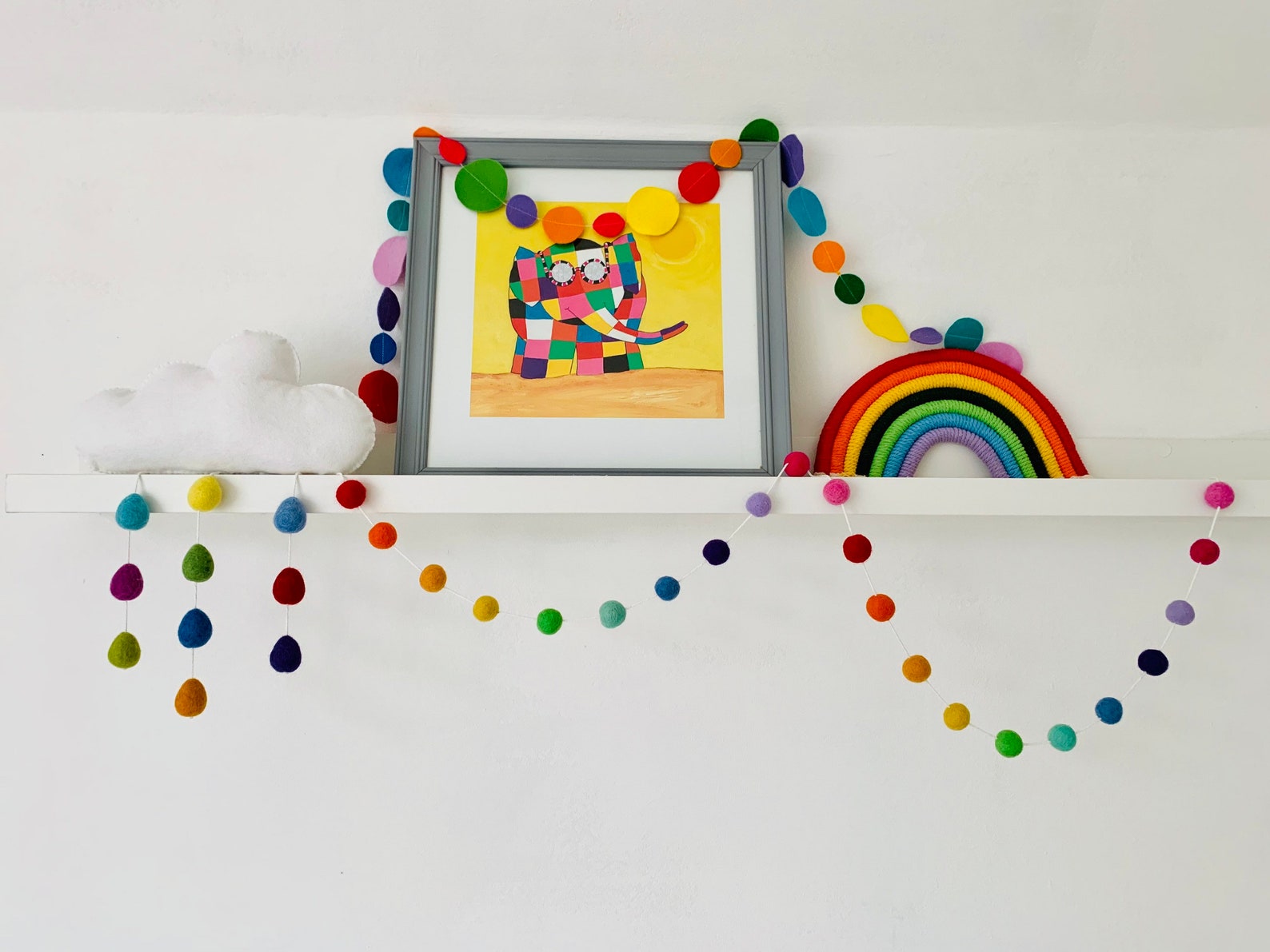 Rainbow Felt Ball Garland - Nursery Decor - Kids Room Decoration - Pom ...