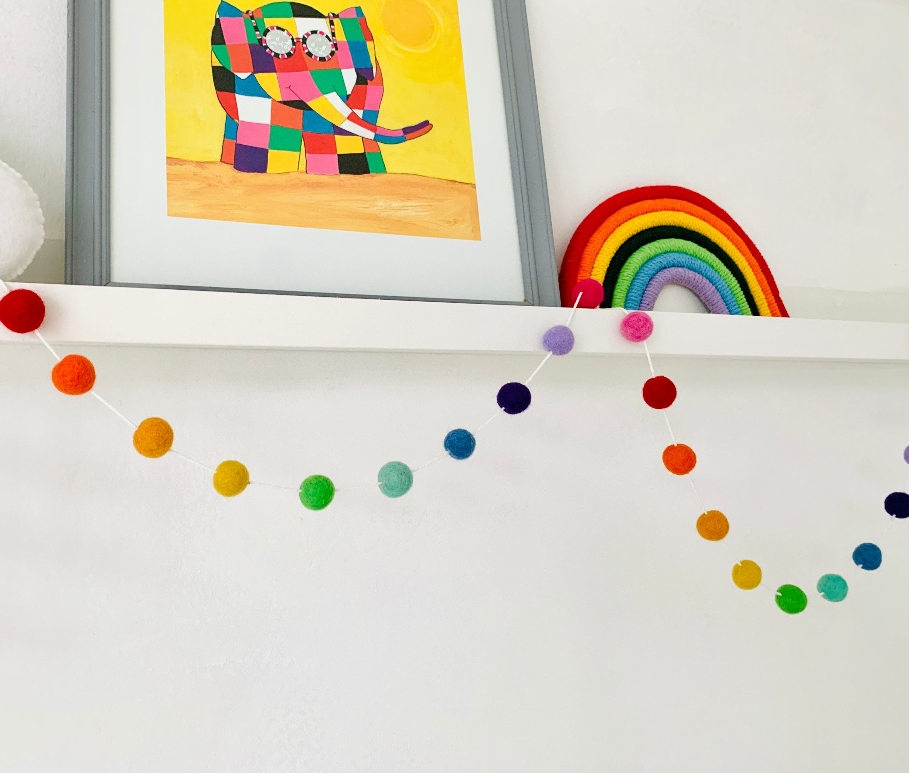 Rainbow Felt Ball Garland - Nursery Decor - Kids Room Decoration - Pom ...