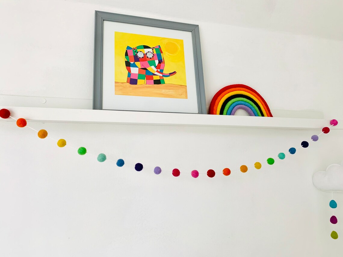 Rainbow Felt Ball Garland - Nursery Decor - Kids Room Decoration - Pom ...