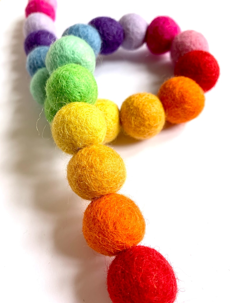 Rainbow Felt Ball Garland - Nursery Decor - Kids Room Decoration - Pom ...