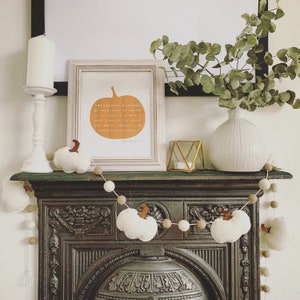 Handmade Autumn Felt Garland - Neutral Pumpkin Bunting - Natural Autumn Winter Decoration - Halloween Decor