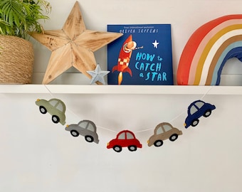 Custom Handmade Felt Car Garland: Boys Nursery Decor