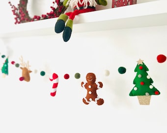 Handmade Felt Christmas Garland: Holiday Character Bunting
