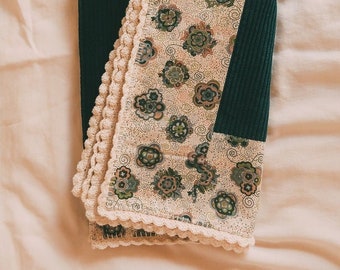Handmade Corduroy & Crochet Baby Wrap Blanket