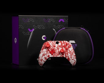 Gamenetics Custom Wireless Bluetooth Controller for Xbox Series X/S and Xbox One Console  - Video Gamepad Remote Blood Splatter Red