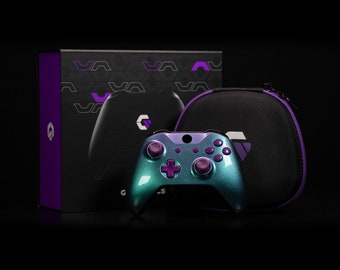Gamenetics Custom Wireless Bluetooth Controller for Xbox Series X/S and Xbox One Console  - Video Gamepad Remote Cosmic Crush Green Purple
