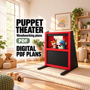 DIY Wooden Puppet Theater Plans, Sliding Curtains, 18-Page PDF Build Guide