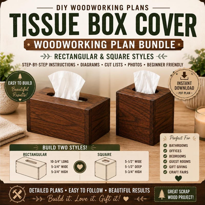 Wood Tissue Box Template - Etsy