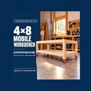 4x8 Mobile Workbench Plans | Heavy Duty Plywood Workshop Table (PDF Download)