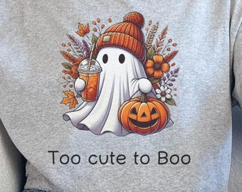 To cute to boo Cotton Tee/Cute Halloween shirt/Ghost tee/Adorable ghost t-shirt/Sassy ghost t-shirt