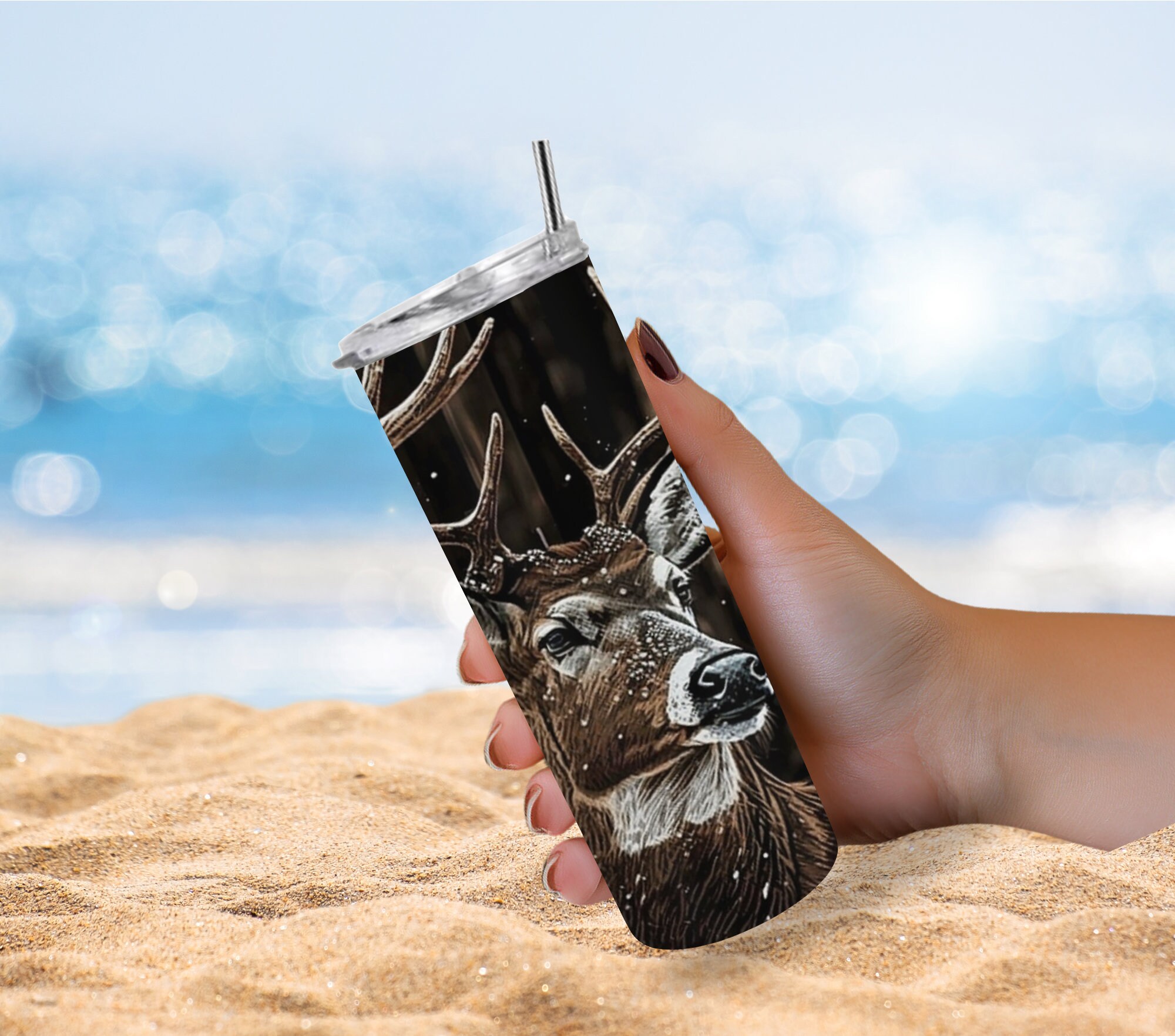 Deer 20oz. Skinny Tumbler Sublimation Design Digital Downloadable PNG ...