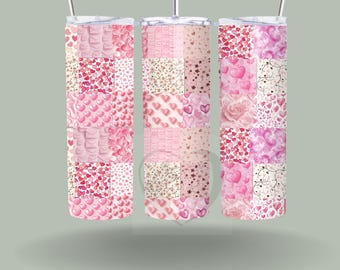 Hearts 20oz. Skinny Tumbler Sublimation Design Digital downloadable PNG