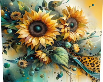 Sunflower and Butterflies Tumbler Sublimation Design PNG (Digital Download)