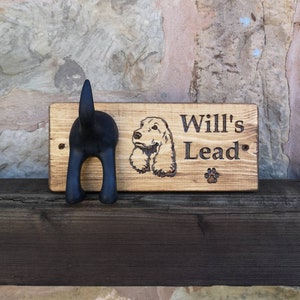 Personalised Breed Laser Engraved Wooden Dog Lead Hook | Hanger | Holder