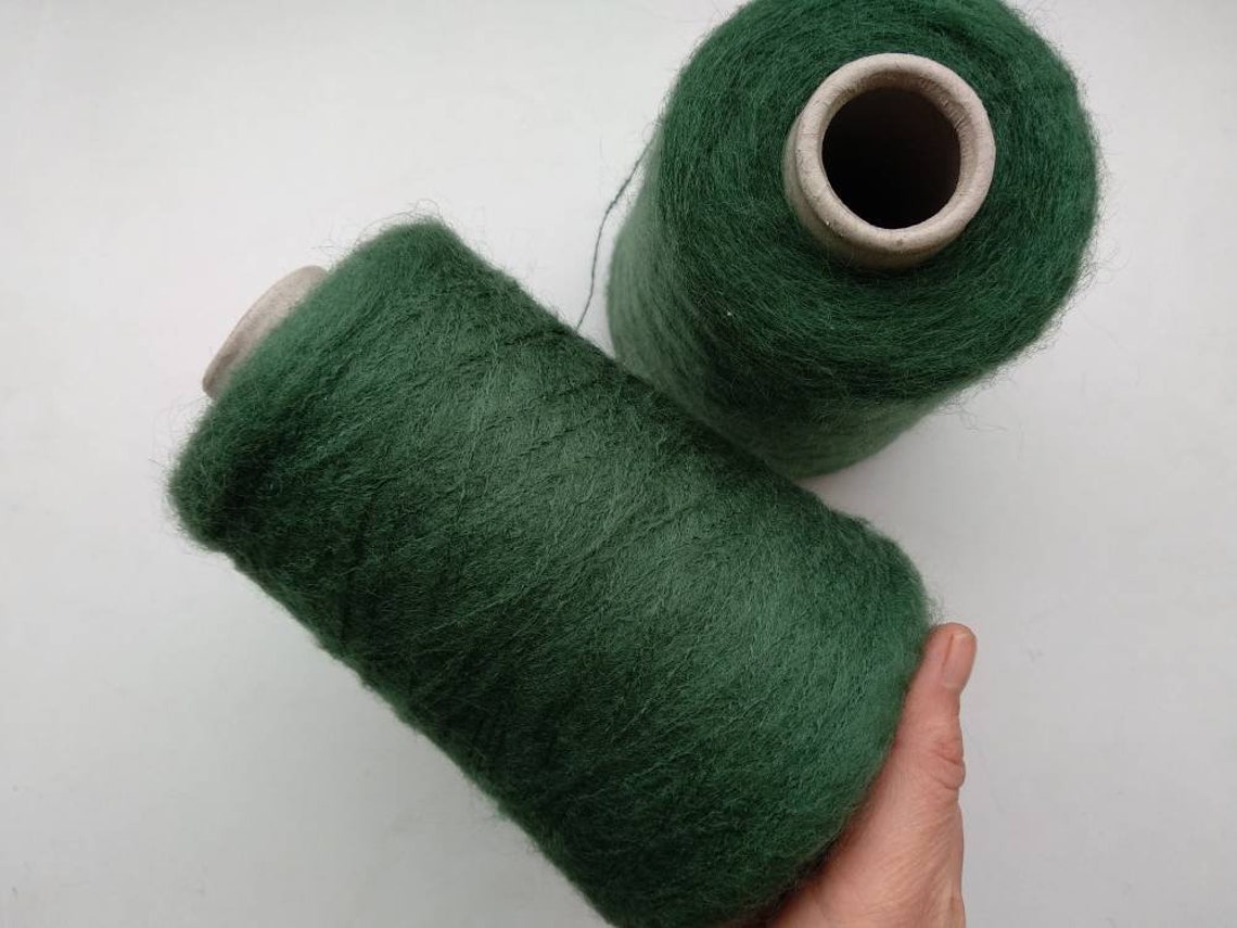 Darkgreen kidmohair yarn 170 gr emerald mohair yarn bottle Etsy