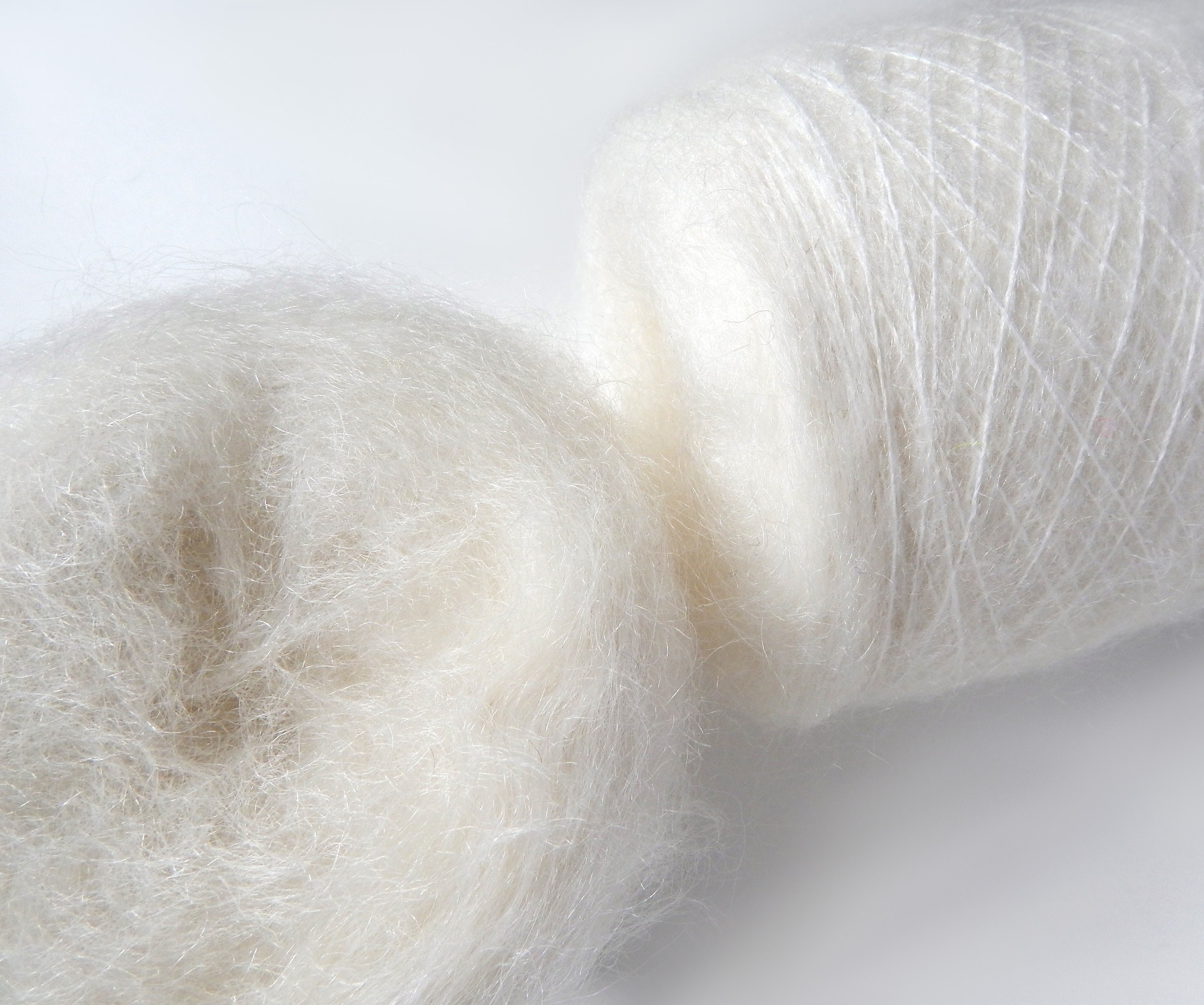 Milky 50% kid-mohair yarn Italian mohair white mohair yarn | Etsy