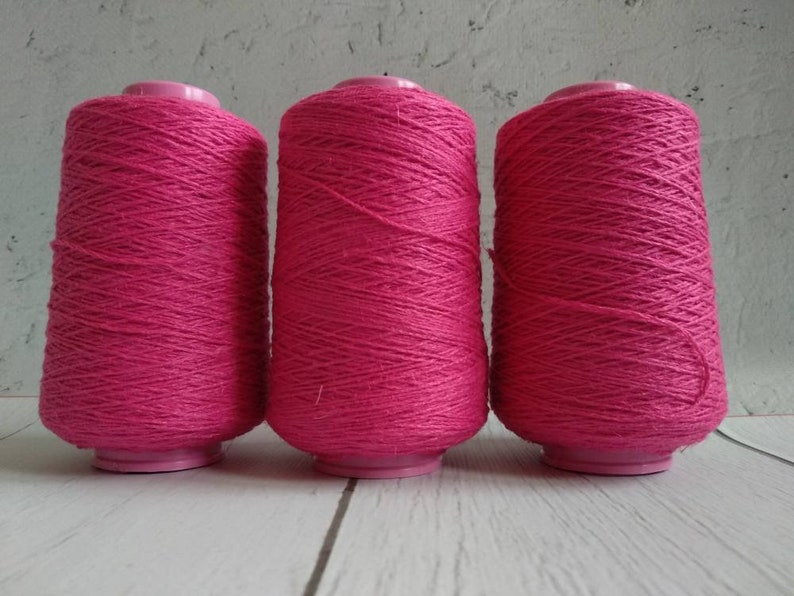 bright-pink linen flax thread yarn for crochet summer yarn warp yarn Magenta linen yarn with polyester yarn for weaving fuchsia linen