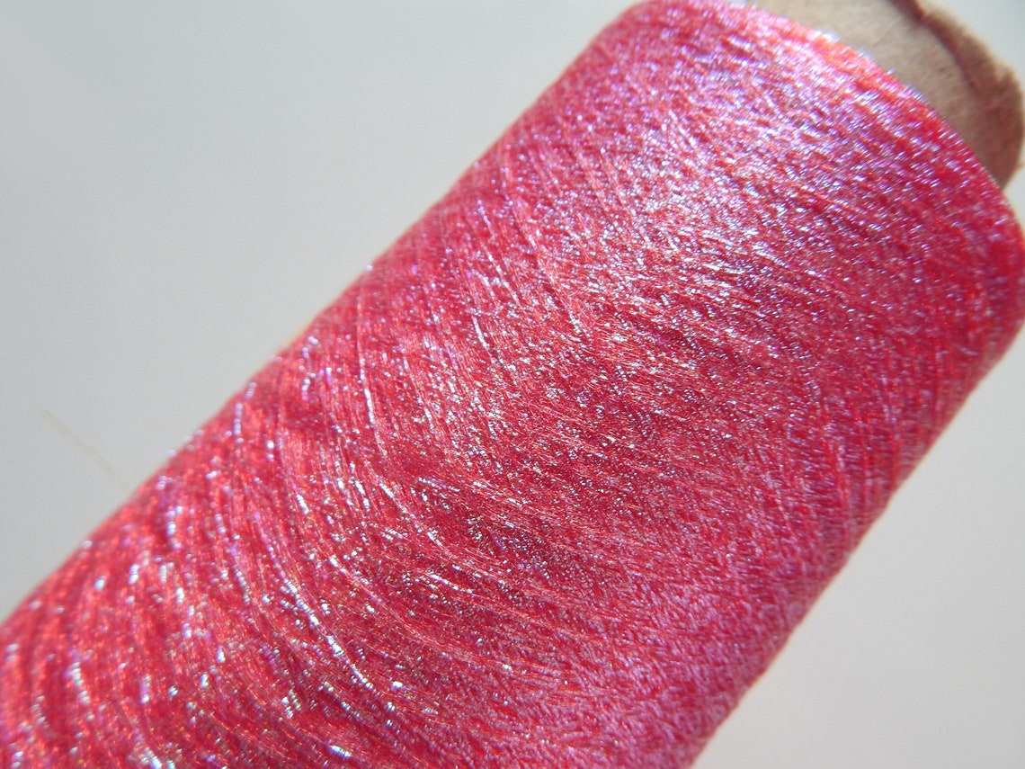 Pink sparkling metallic yarn brightpink glitter yarn pink Etsy