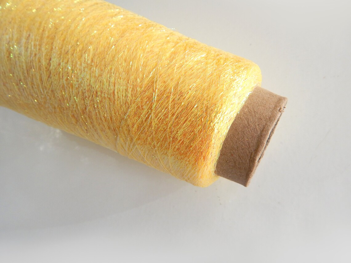 Yellow sparkling metallic yarn brightyellow glitter yarn Etsy