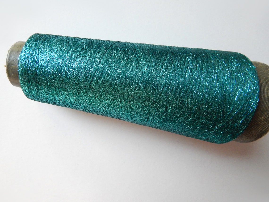 Emerald lace metallic yarn crochet yarn darkgreen lurex Etsy