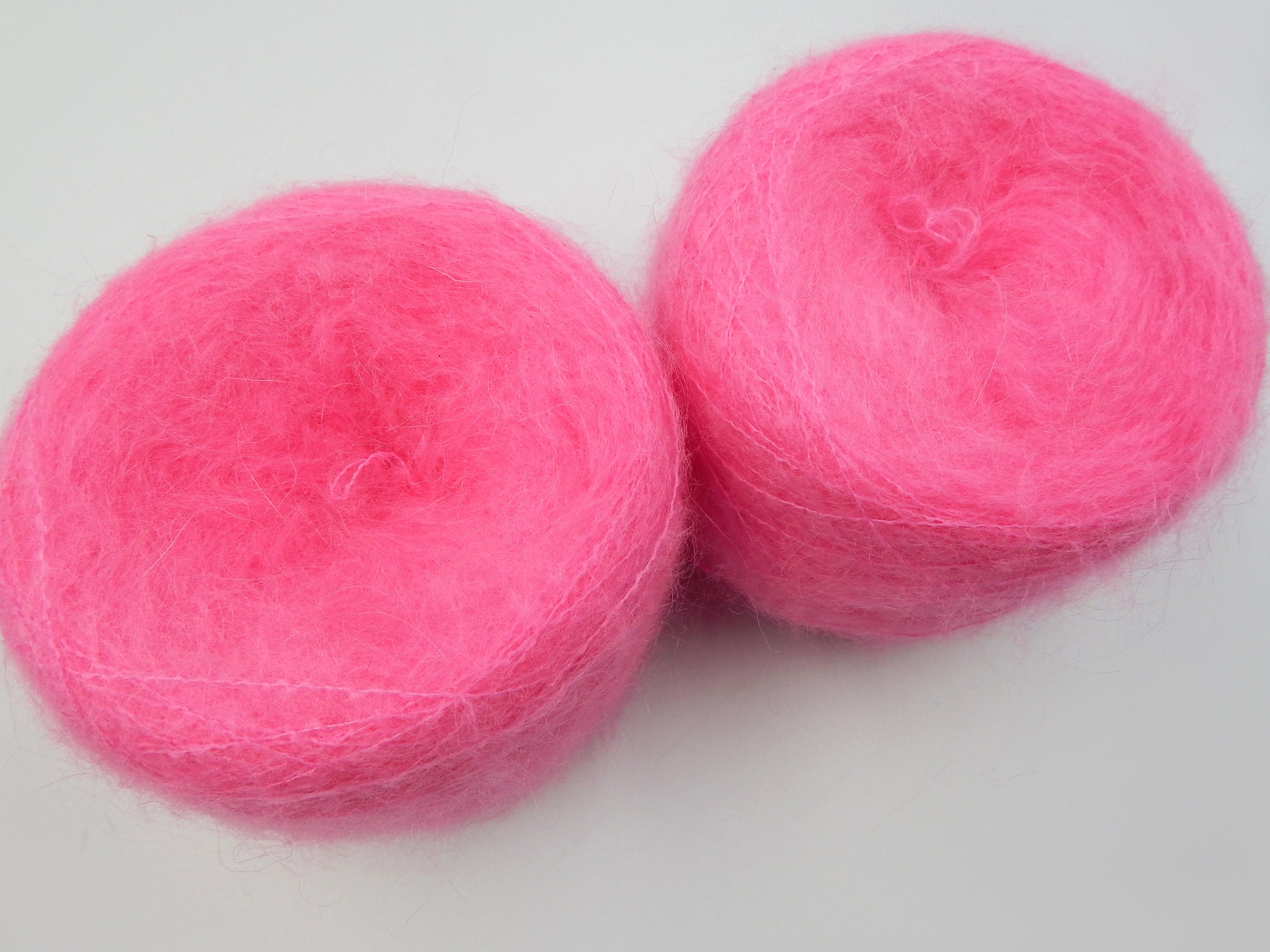 Brightpink kidmohair yarn baby pink mohair yarn hand Etsy