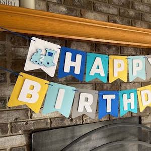Train Happy Birthday Banner, Railroad Party Theme