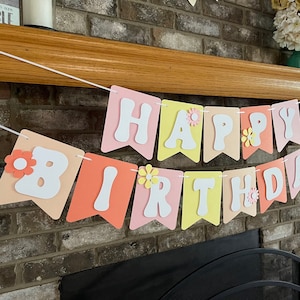 Groovy Happy Birthday Banner, Retro Hippie Party