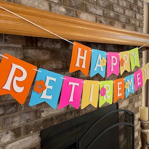 Luau Themed Happy Retirement Banner, Beach Party, Tropical Goodbye