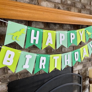 Happy Birthday Dinosaur Banner, Dinosaur Themed Decor, Dino Party