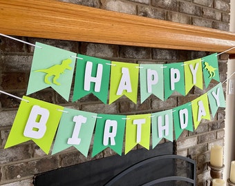 Happy Birthday Dinosaur Banner, Dinosaur Themed Decor, Dino Party