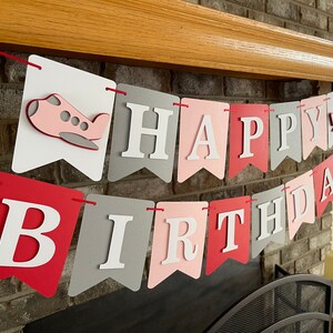 Girls Airplane Birthday Banner
