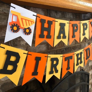 Construction Happy Birthday Banner, Dump Truck Sign
