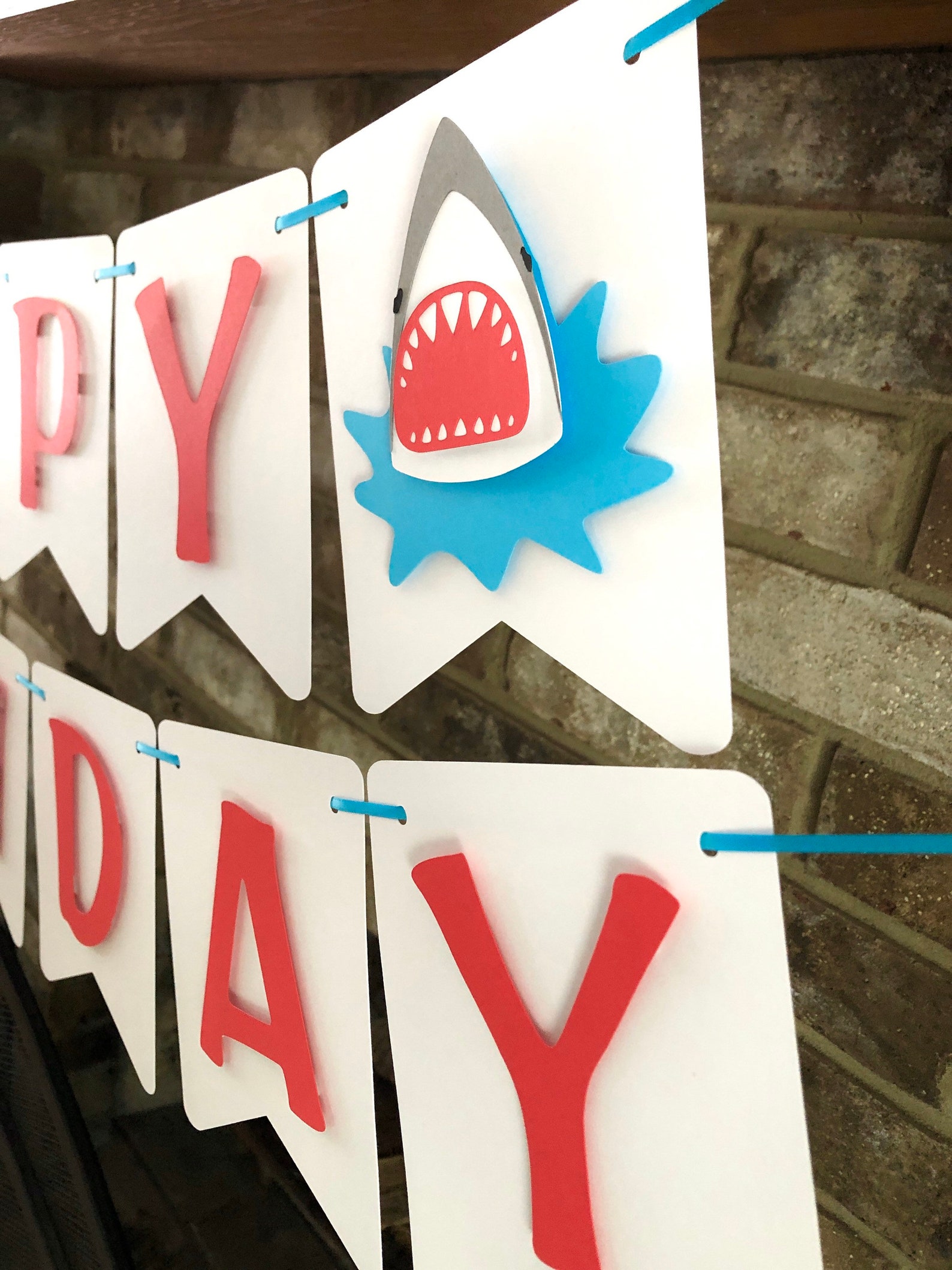 Shark Happy Birthday Banner Summer Beach Theme the Big One - Etsy
