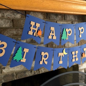 Camping Birthday Banner Camp Theme Backyard Campfire Party