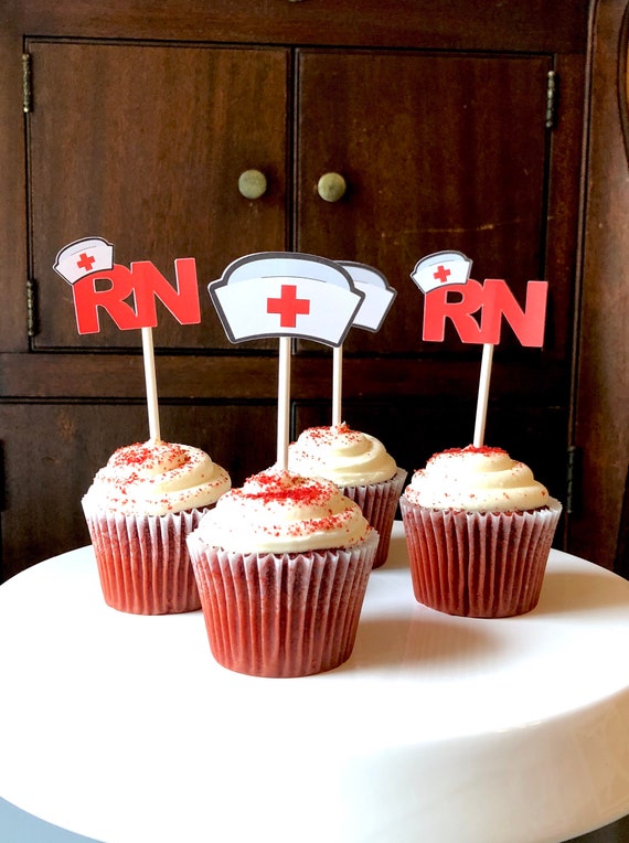 Nurse Cupcake Toppers Nursing Graduation Toppers Rn Etsy