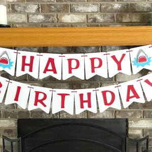 Shark Happy Birthday Banner, Ocean Beach Themed Party