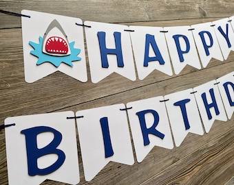 Shark Happy Birthday Banner, Big One Party