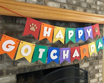 Happy Gotcha Day Dog Banner, Puppy Party Adoption Sign