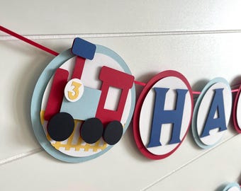 Happy Birthday Train Banner, All Aboard Sign, Conductor Party Theme