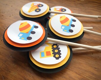 Construction Cupcake Toppers, Dump Truck Party, Boys Birthday Decorations