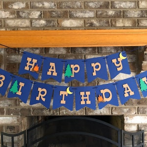 Camping Birthday Banner, Outdoor Summer Party Theme