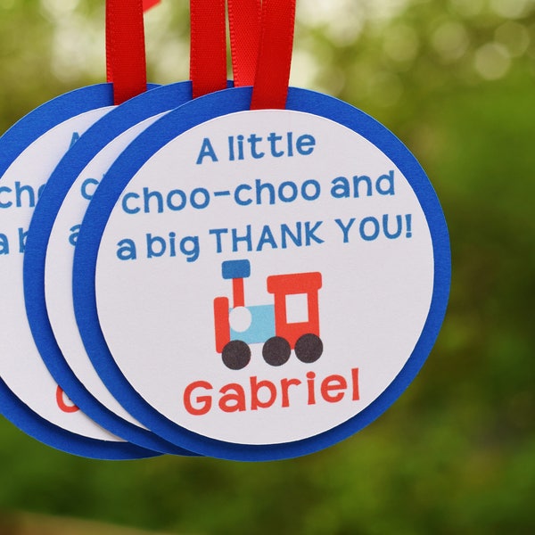 Train Birthday Party Favor Tags - Goody Bag Treat Tags - Train Thank You Tags - Transportation Theme
