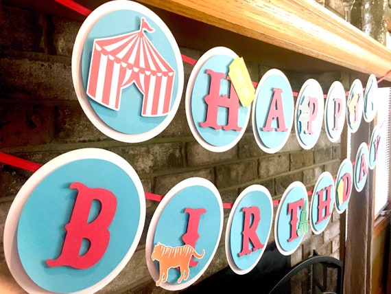 Circus Birthday Banner Carnival Party Birthday Big Top Etsy