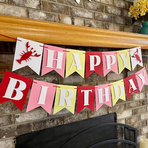 Crawfish Happy Birthday Banner, Summer Seafood Boil Party, Lets Get Crackin Theme